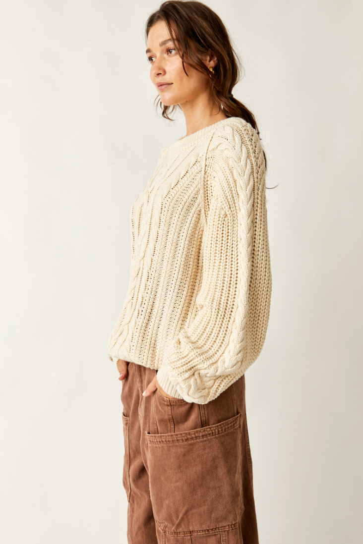 Frankie Cable Sweater in Ivory
