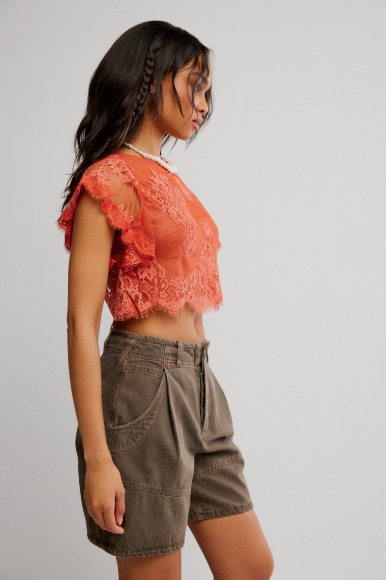 Lunar Ash Lace Top in Sunset
