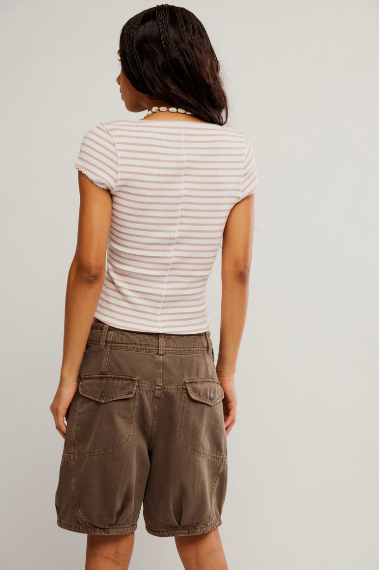Most Wanted Striped Cardi in Mauve/Ivory Stripe