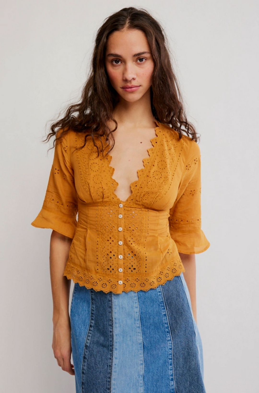 Salone Eyelet Top in Bronzer