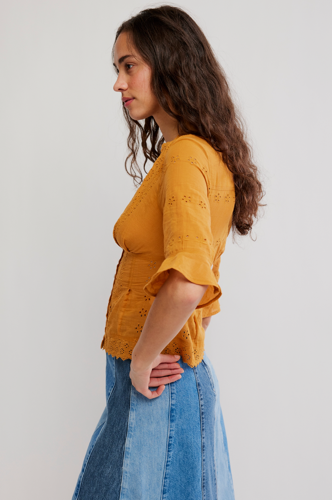 Salone Eyelet Top in Bronzer