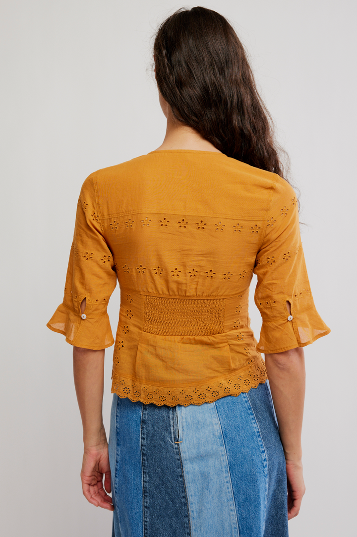 Salone Eyelet Top in Bronzer