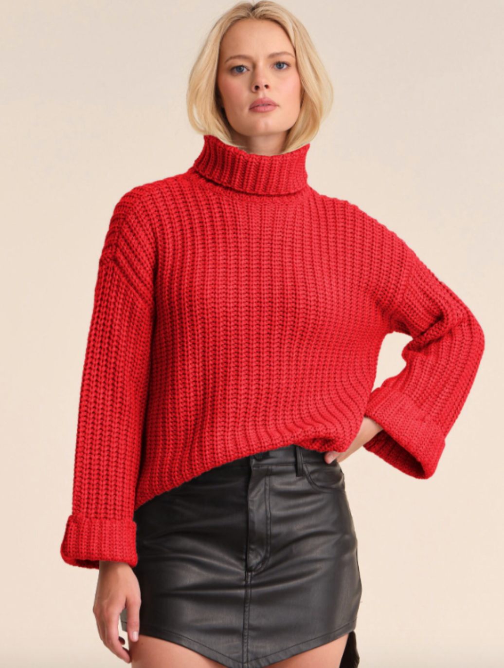 Vida Chunky Turtleneck Shaker Pullover