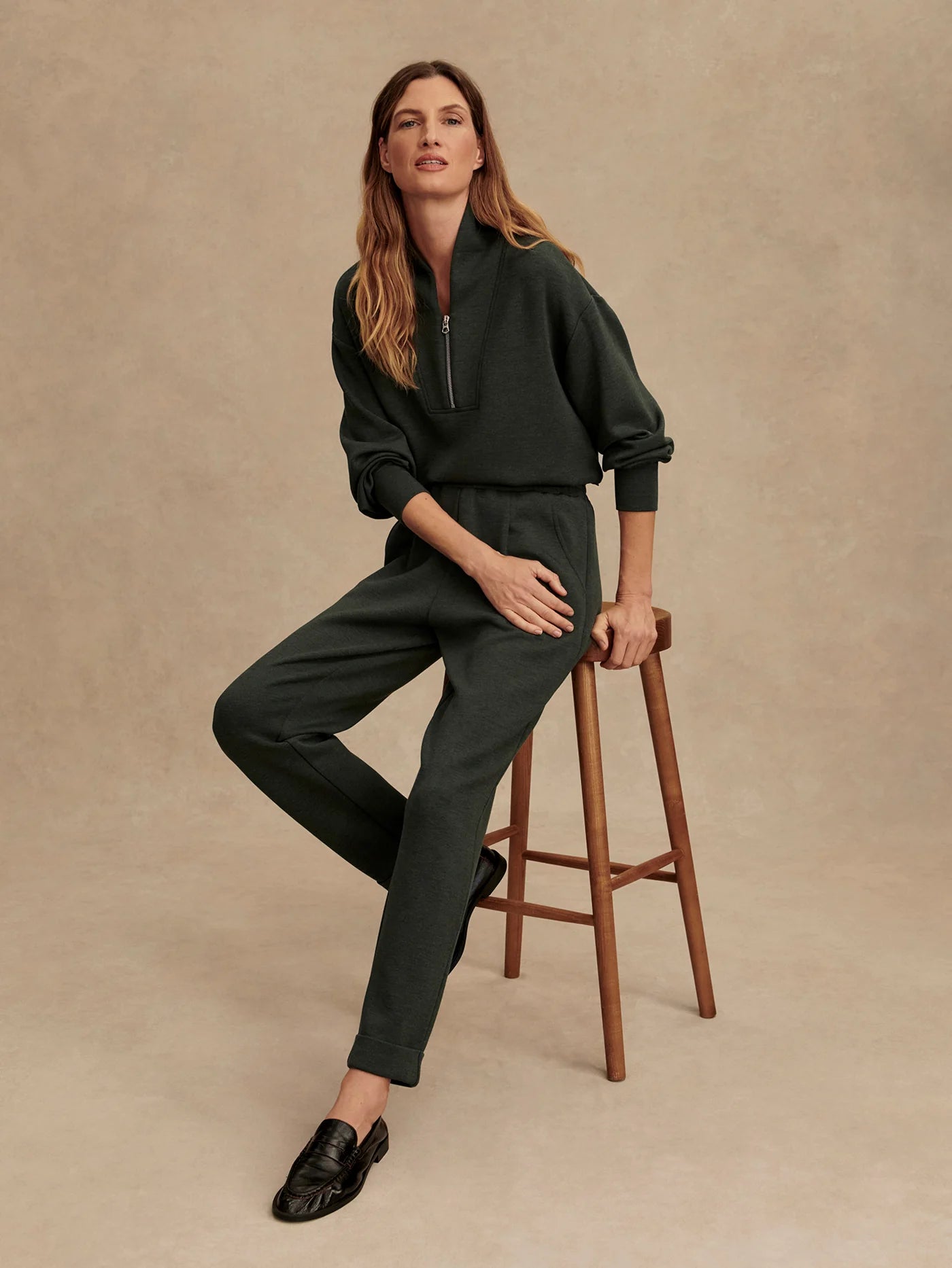 The Rolled Cuff Pant 25" in Olive Marl