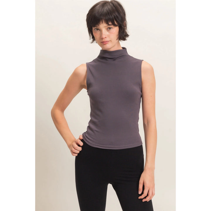 Sleeveless Mock Neck Top
