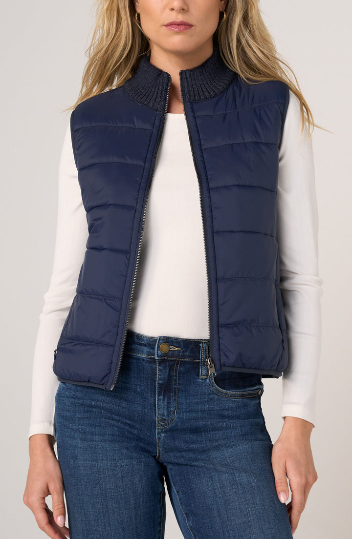 Sleeveless Reversible Zip Front Quilted Sweater Vest