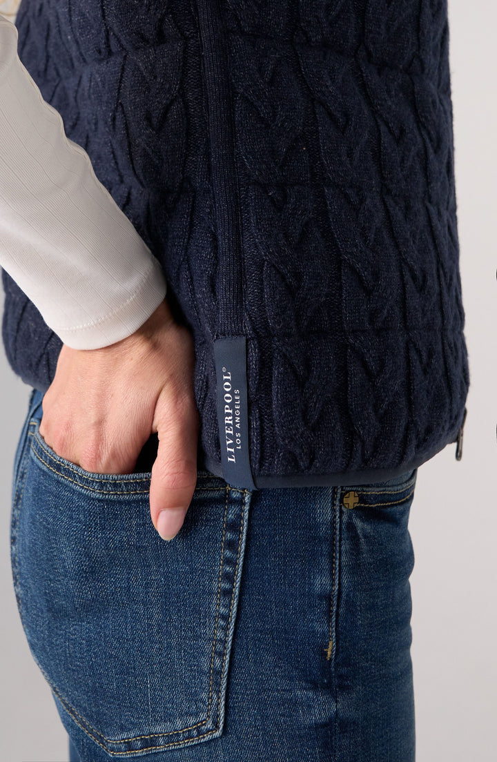 Sleeveless Reversible Zip Front Quilted Sweater Vest