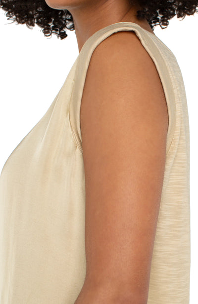 Sleeveless Woven to Knit Top