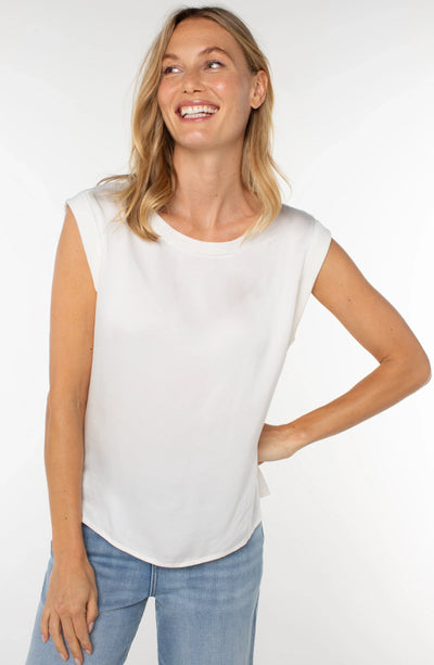 Sleeveless Woven to Knit Top