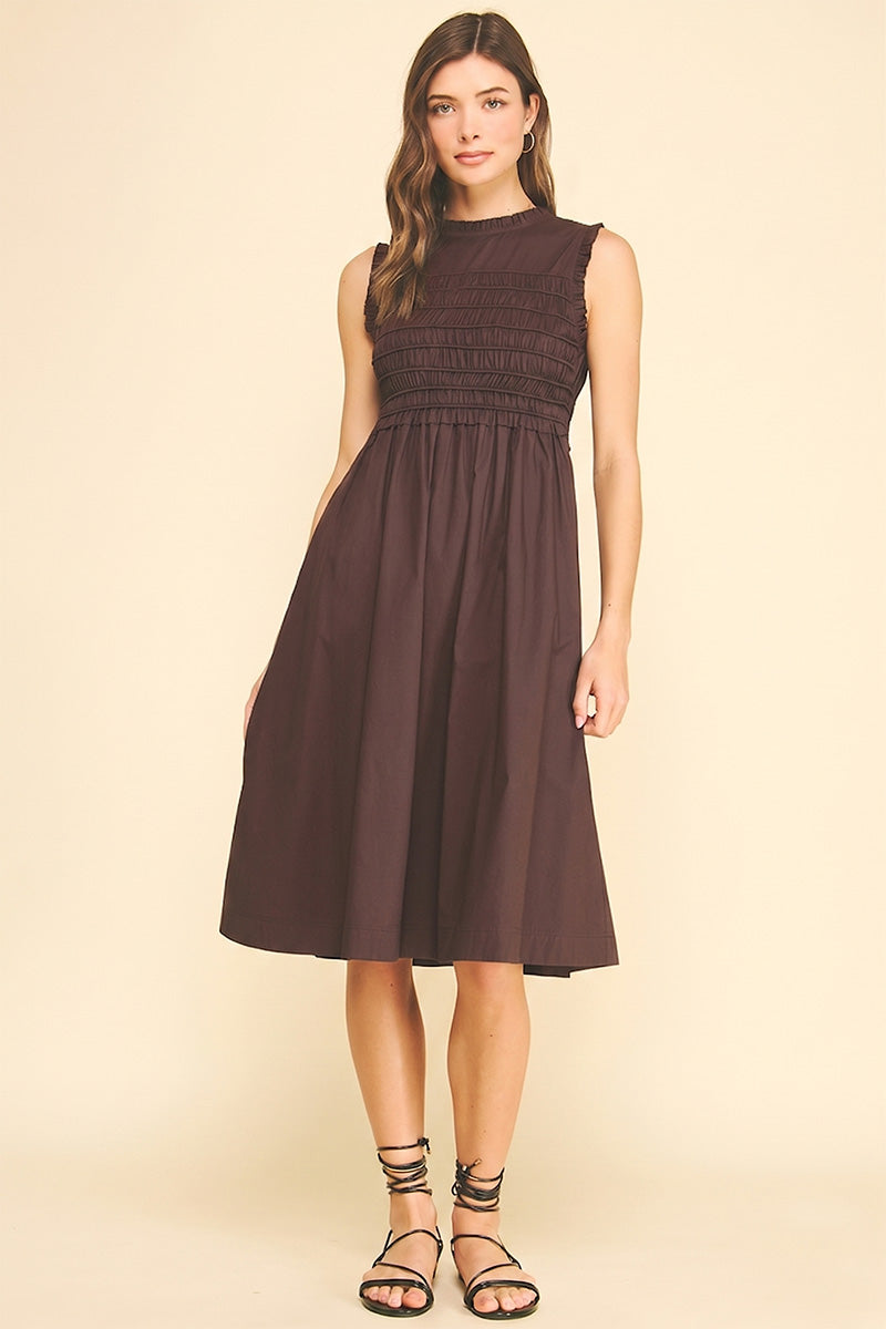Smocking Detailed Midi Dress