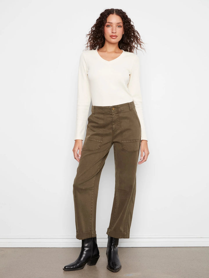 Smooth Twill Barrel Leg Pants