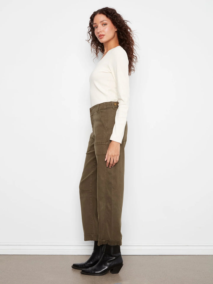 Smooth Twill Barrel Leg Pants