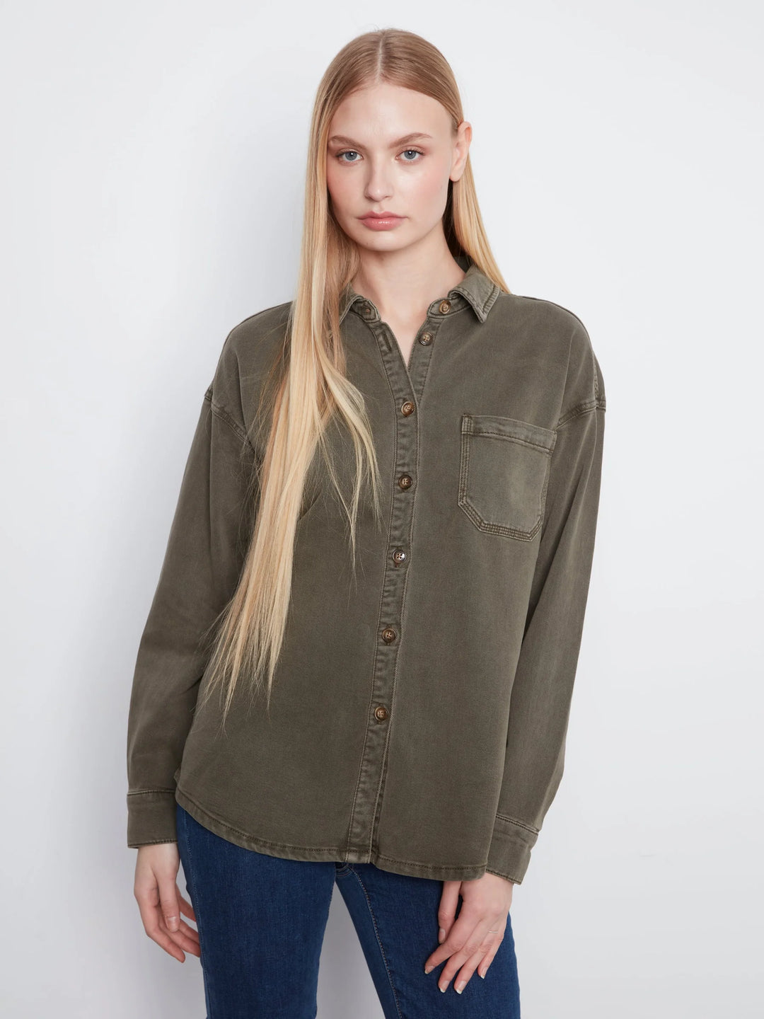 Smooth Twill Long Sleeve Overshirt