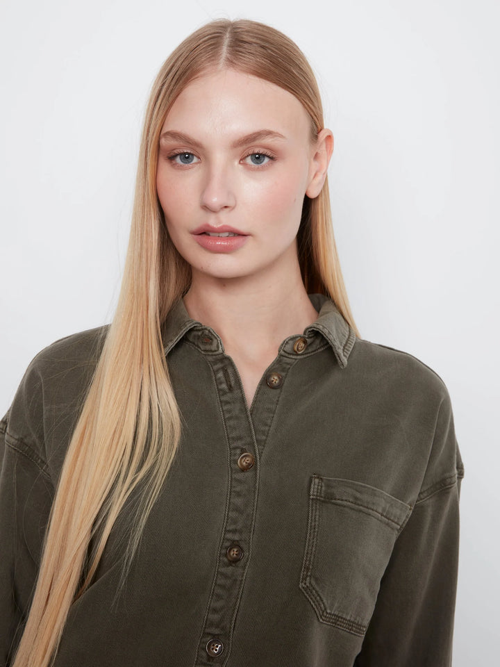 Smooth Twill Long Sleeve Overshirt