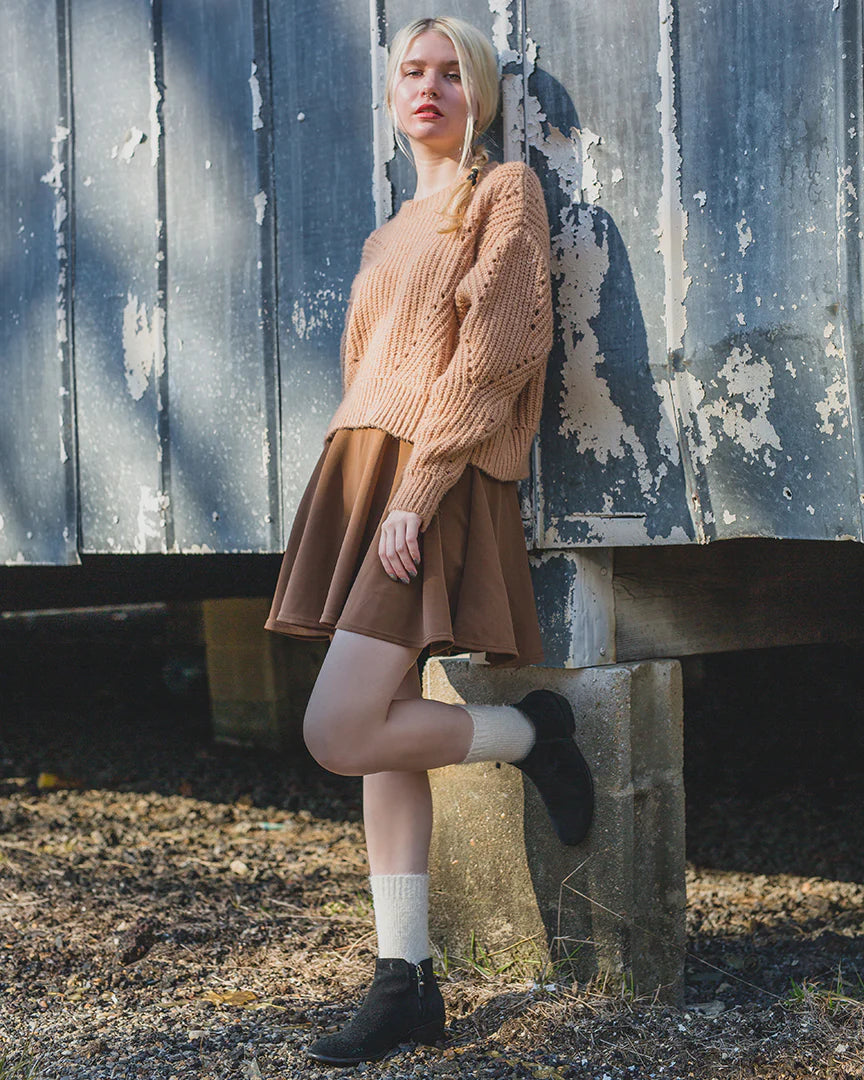 Solid Plush Warm Crew Sock