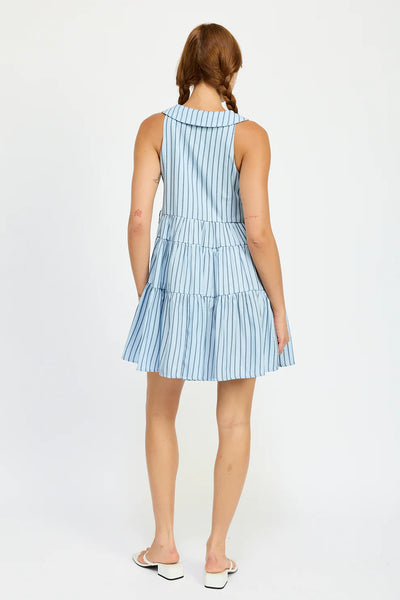 Striped Mini Dress W/ Side Tie Detail
