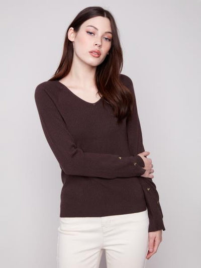 V-Necked Ribbed Sweater