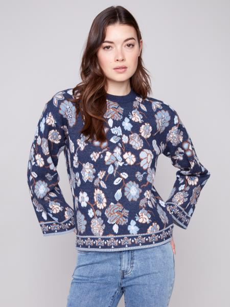 Long Sleeves Crew Neck Jacquard Sweater