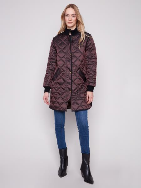 Iridescent Long Quilted Puffer Jacket