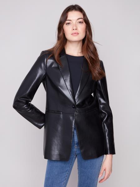Faux Leather Blazer