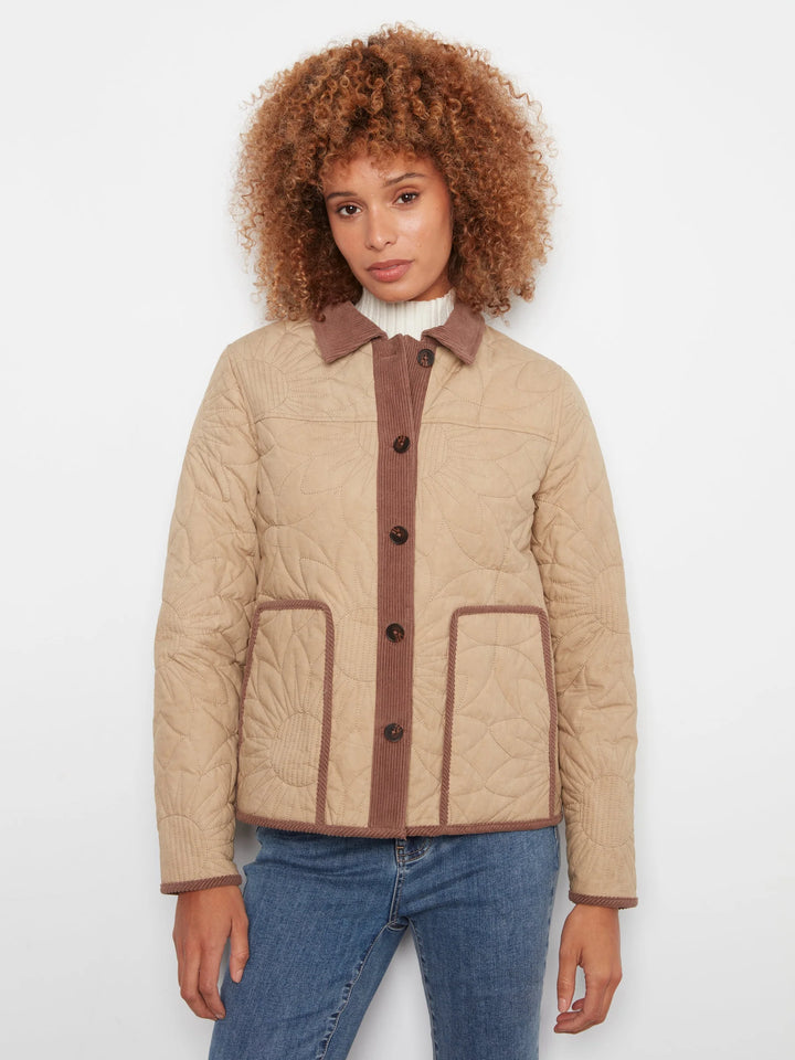 Sunflower quilted jacket with corduroy contrast details