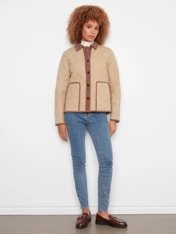 Sunflower quilted jacket with corduroy contrast details