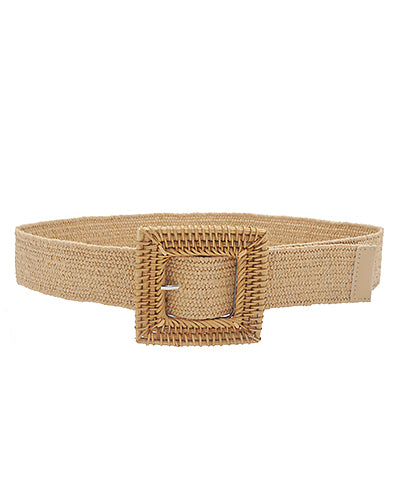 Square Buckle Straw Belt