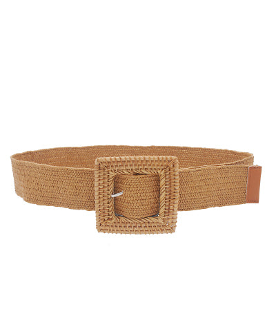 Square Buckle Straw Belt