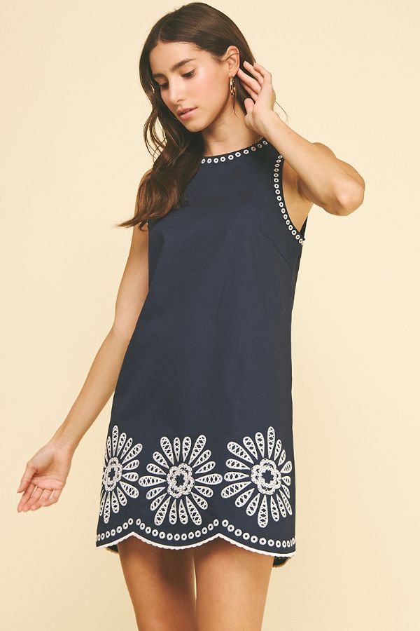 Floral Embroidered Mini Dress
