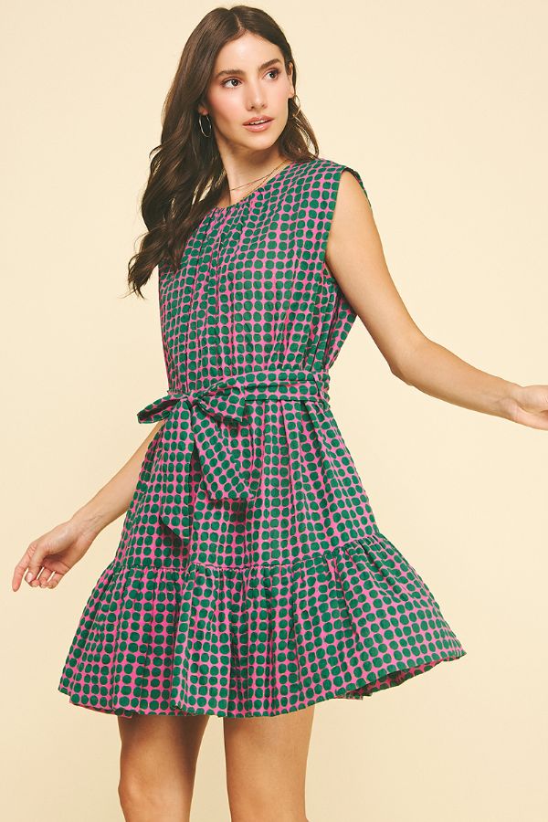 Multi-Color Polka Dot Tiered Mini Dress