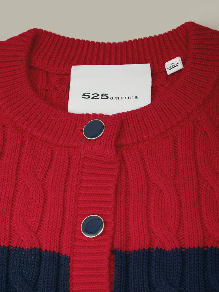 Tallulah Striped Puff Sleeve Cable Cardigan