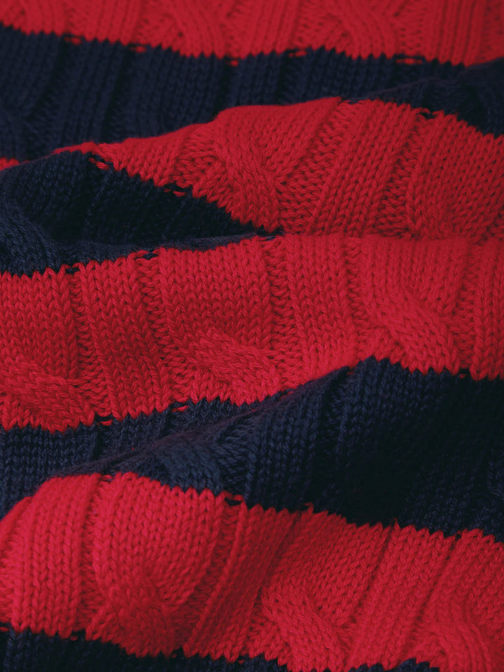 Tallulah Striped Puff Sleeve Cable Cardigan