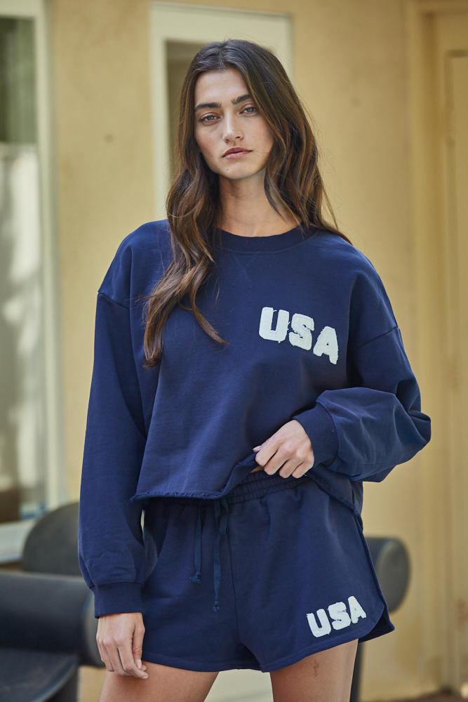 Team USA Pullover Knit in Navy