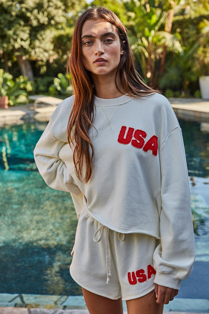 Team USA Shorts Knit in Ivory
