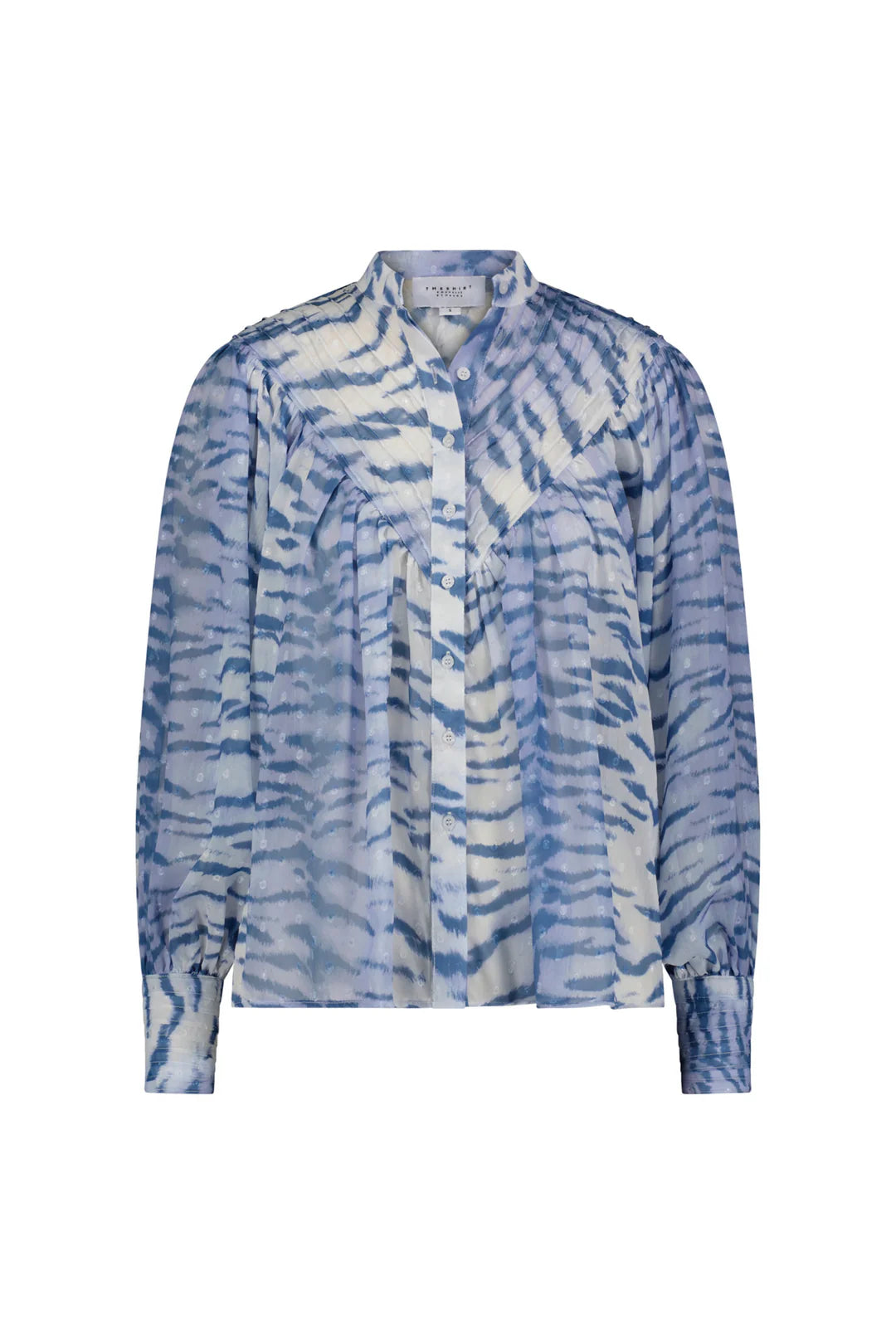 The Shiv Ruffled Shirt in Navy Print