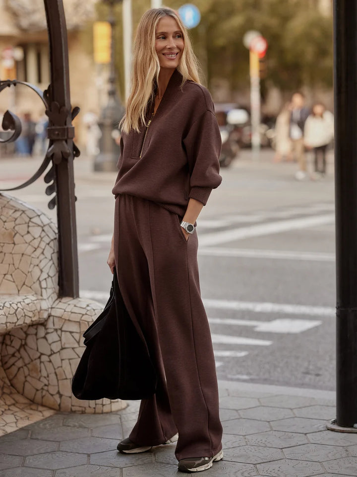 The Wide Leg Pant 30 in Coffee Bean Marl