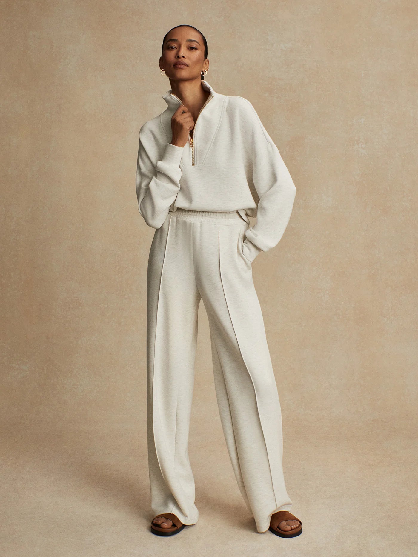 The Wide Leg Pant 30 in Ivory Marl