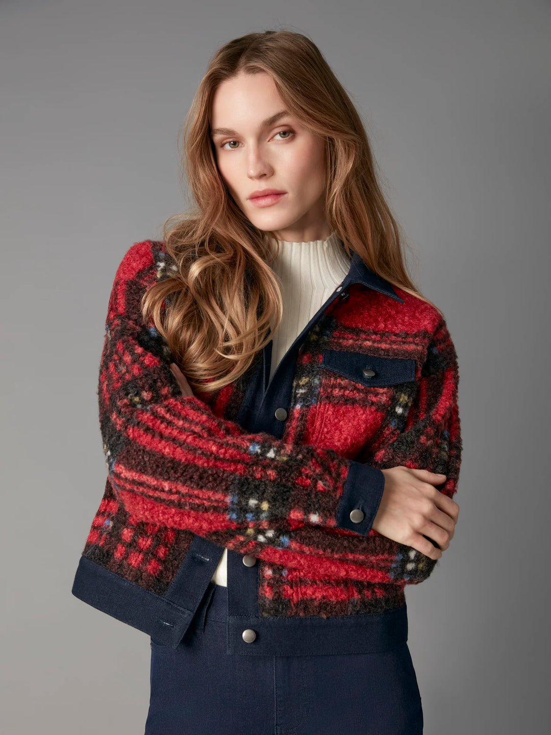 Tweed Denim Contrast Jacket