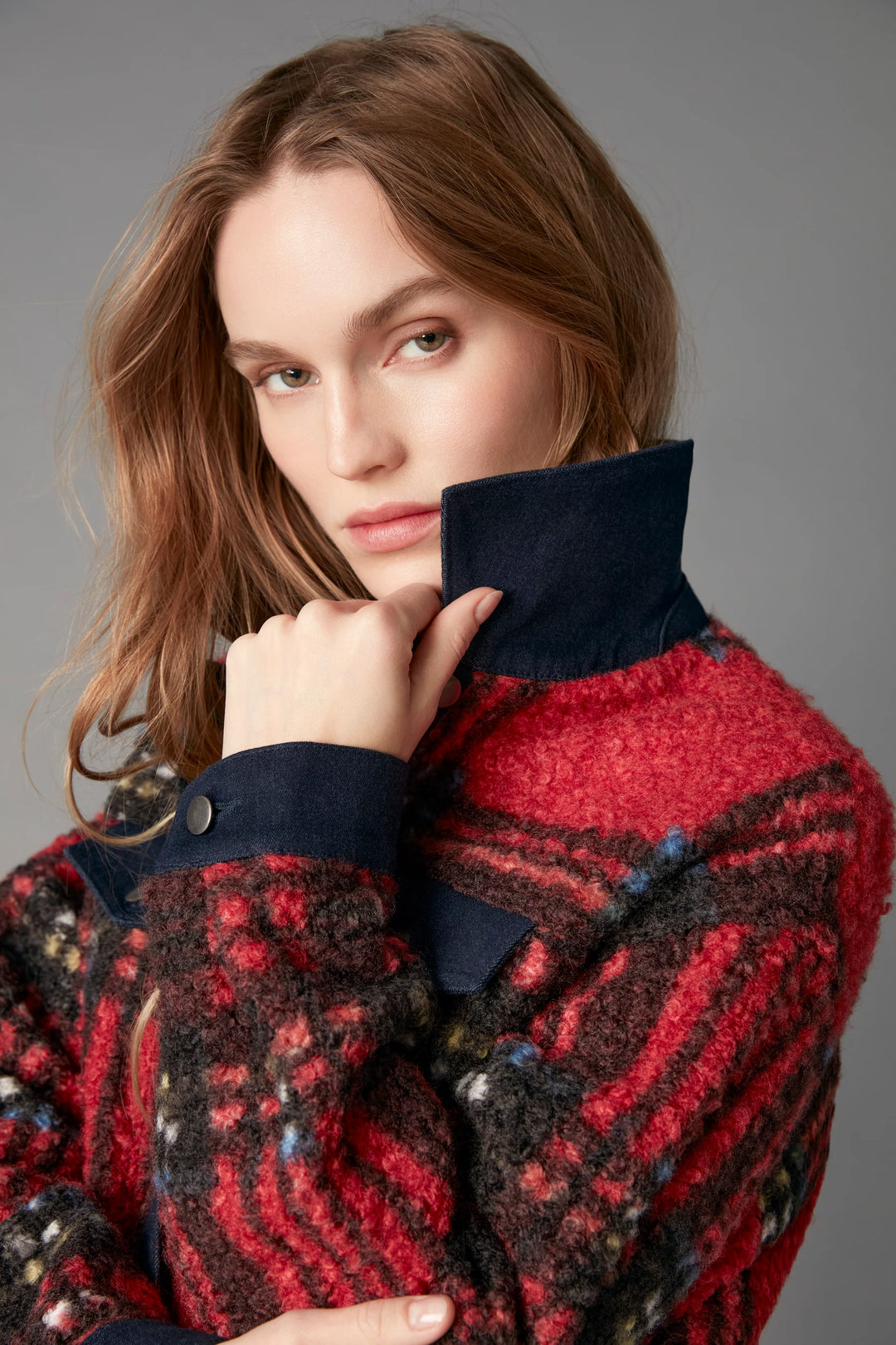 Tweed Denim Contrast Jacket