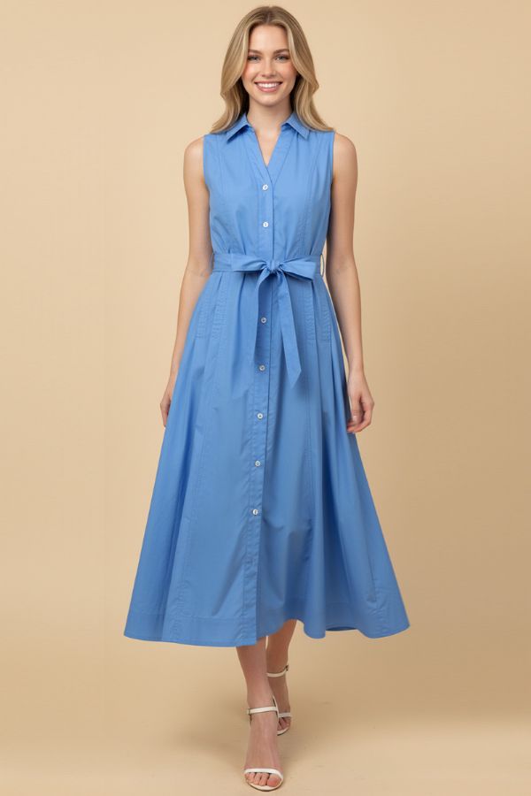 Sleeveless A-Line Shirt Dress