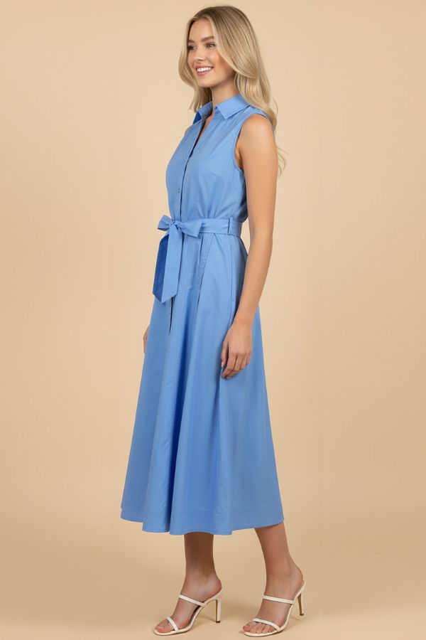 Sleeveless A-Line Shirt Dress