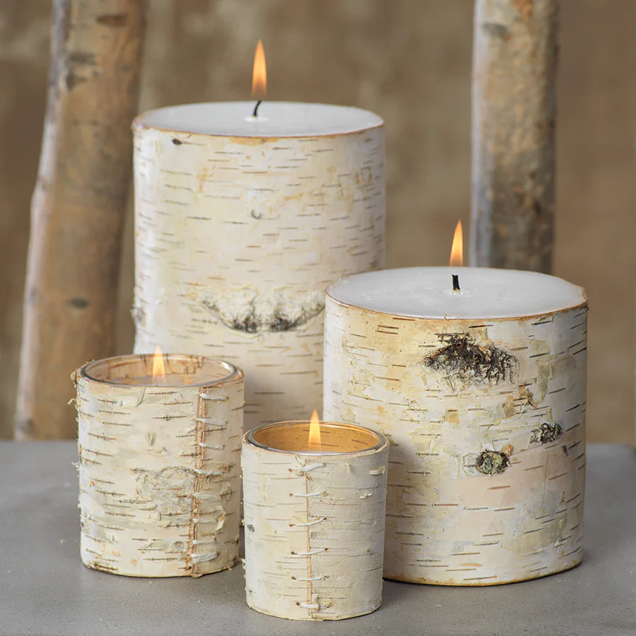 Natural Birch Covered Candle Jar