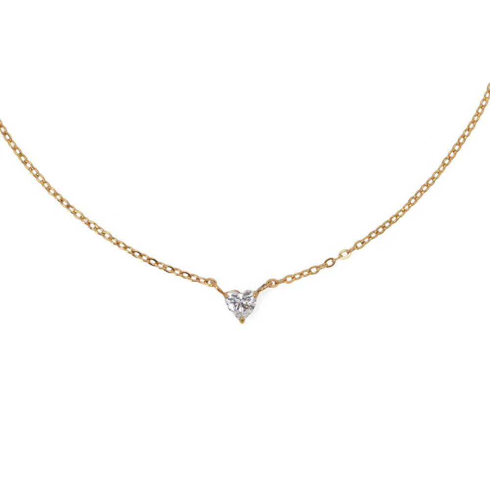 Waterproof 4mm Heart Solitaire Necklace