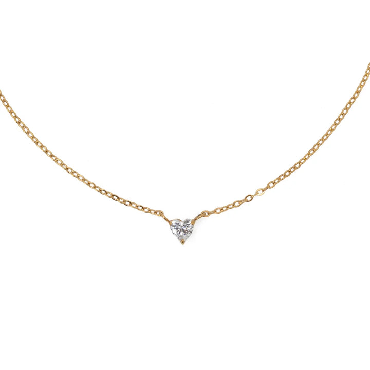 Waterproof 4mm Heart Solitaire Necklace