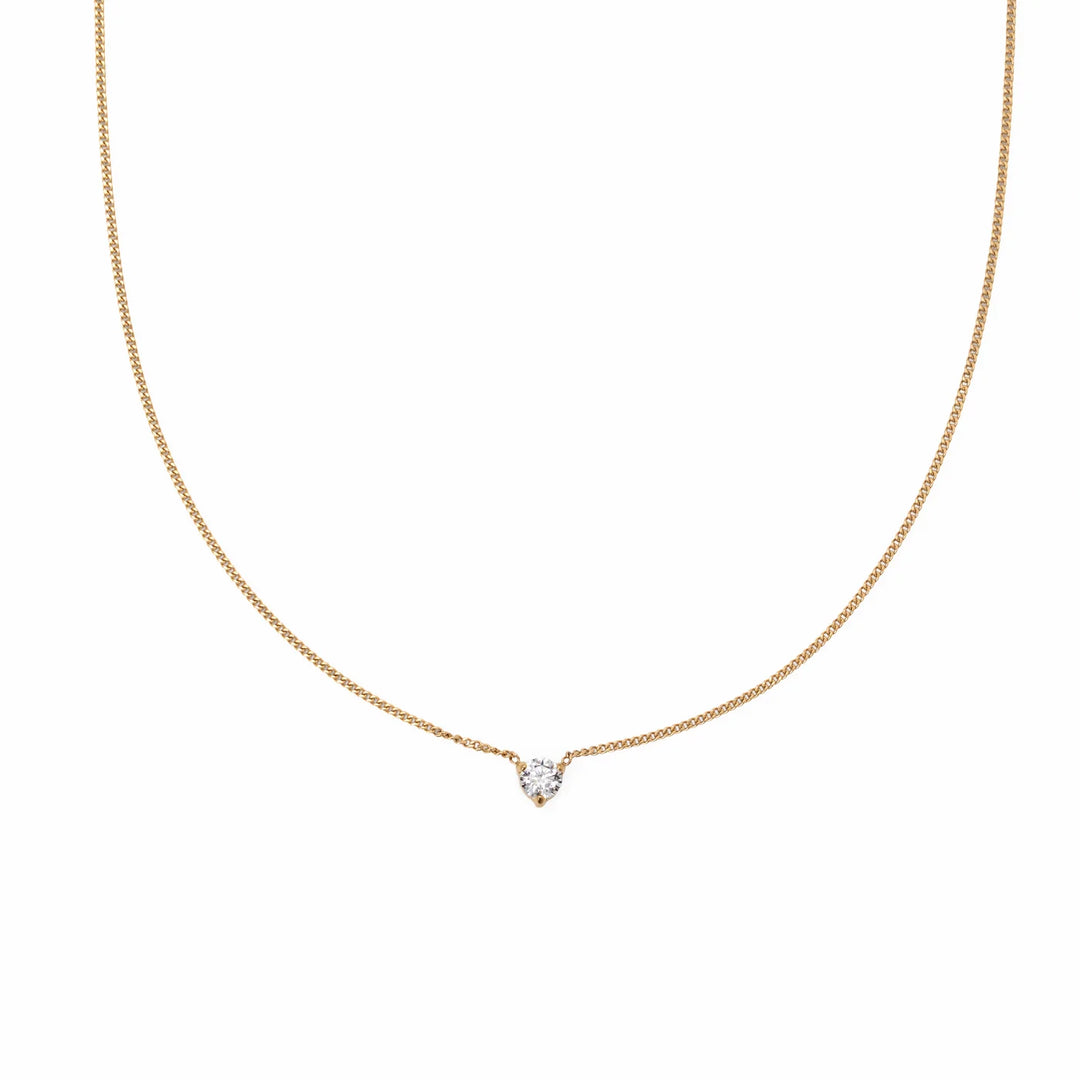 Waterproof 4mm Round Brilliant 5A CZ Solitaire Necklace