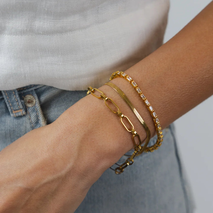 Waterproof Gold Dainty Herringbone Bracelet