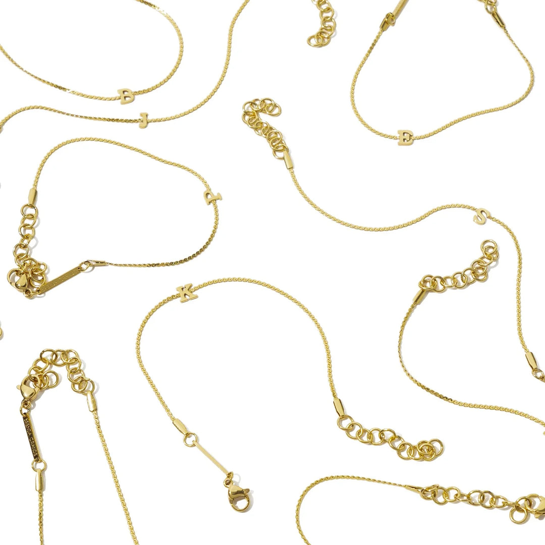Waterproof Gold Dainty Initial Bracelet