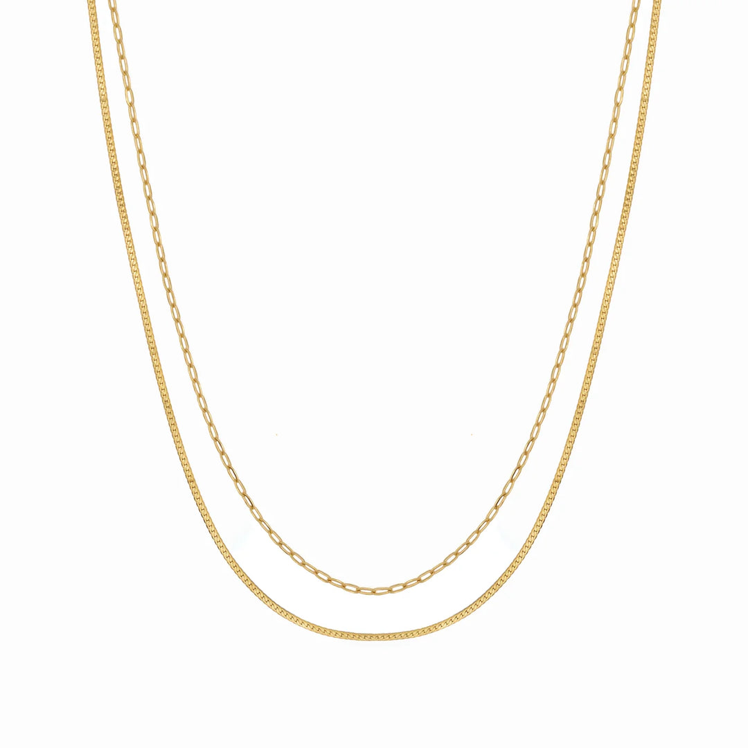 Waterproof Gold Double Layer Paperclip Necklace