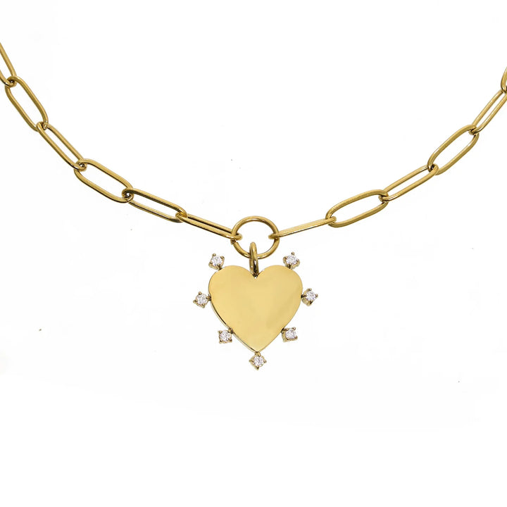 Waterproof Gold Paperclip Heart Necklace
