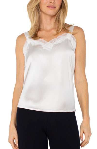 Woven Tank w. Lace Trim
